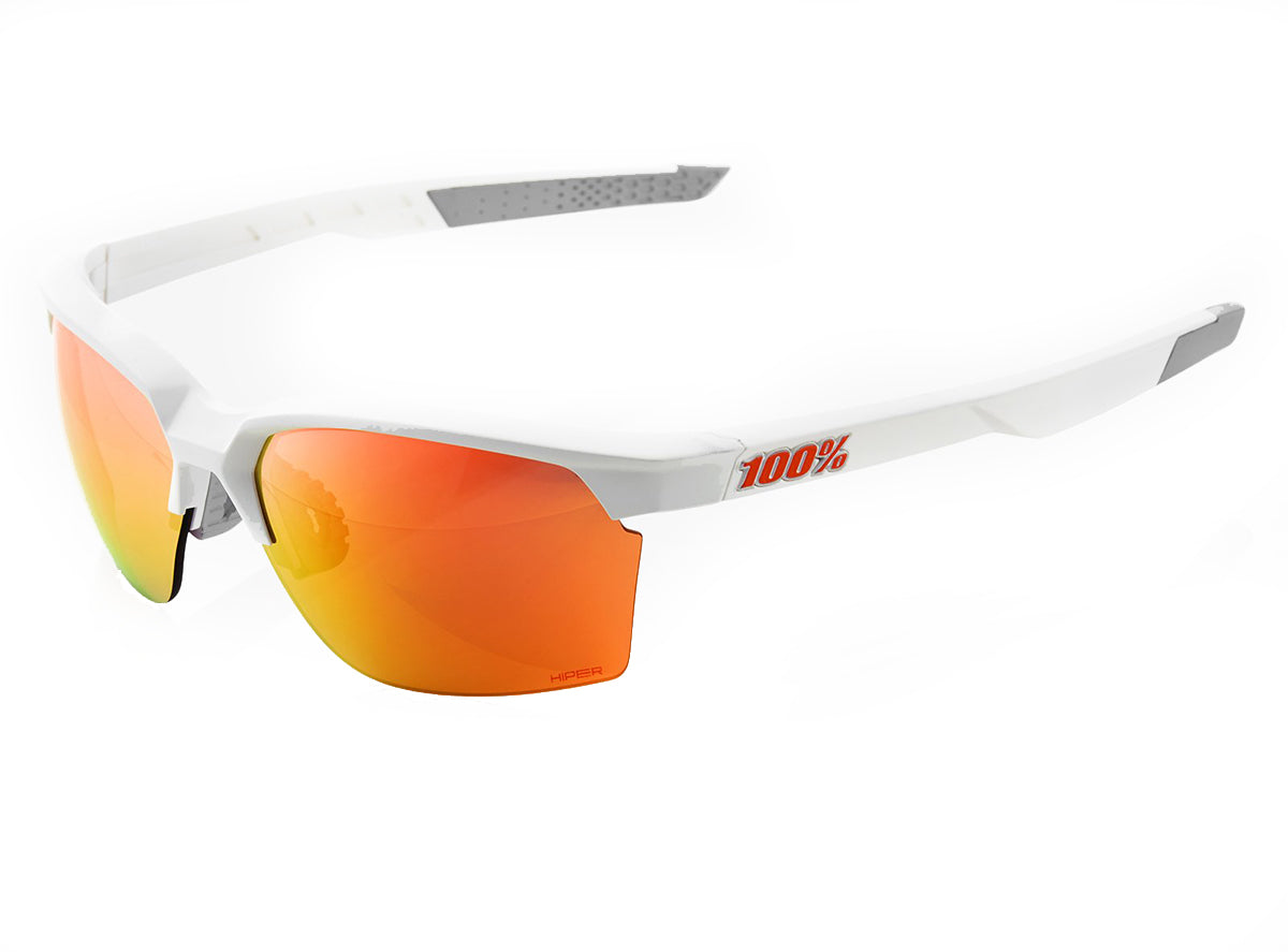 100% Sportcoupe - Matte White Performance Sunglasses - HiPER Red Multilayer Mirror Lens White