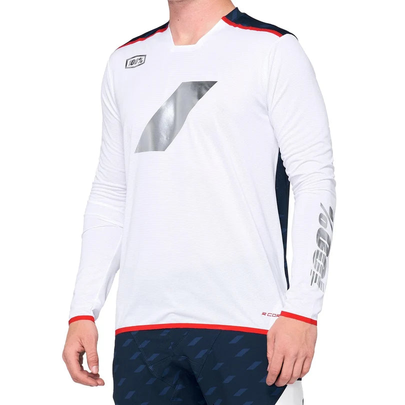 100% R-Core X Short Sleeve MTB Jersey - Ltd Edition - Navy-White