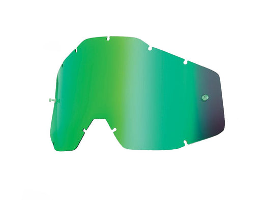 100% RaceCraft/Accuri/Strata Anti-Fog Lens with Posts - Green Mirror Green Mirror  