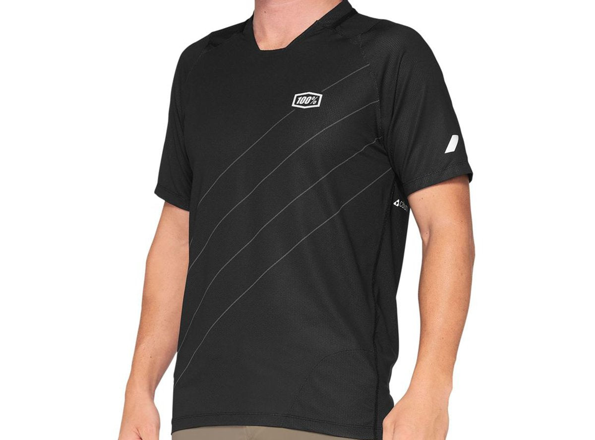 100% Celium Short Sleeve MTB Jersey - Dark Gray-Black - 2021 Dark Gray - Black Small 