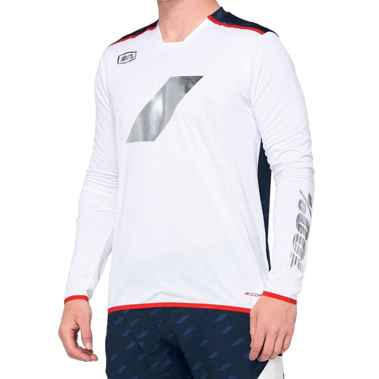 100% R-Core X Short Sleeve MTB Jersey - Ltd Edition - Navy-White