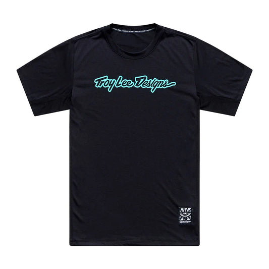 Troy Lee Designs Skyline Short Sleeve Ride Tee - Signature - Black-Real Teal