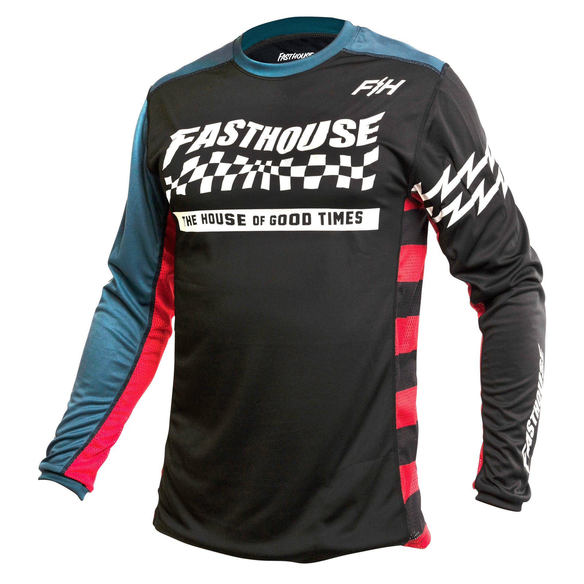 Fasthouse Classic Velocity Long Sleeve MTB Jersey - Black-Indigo - 2022 Black - Indigo Small 
