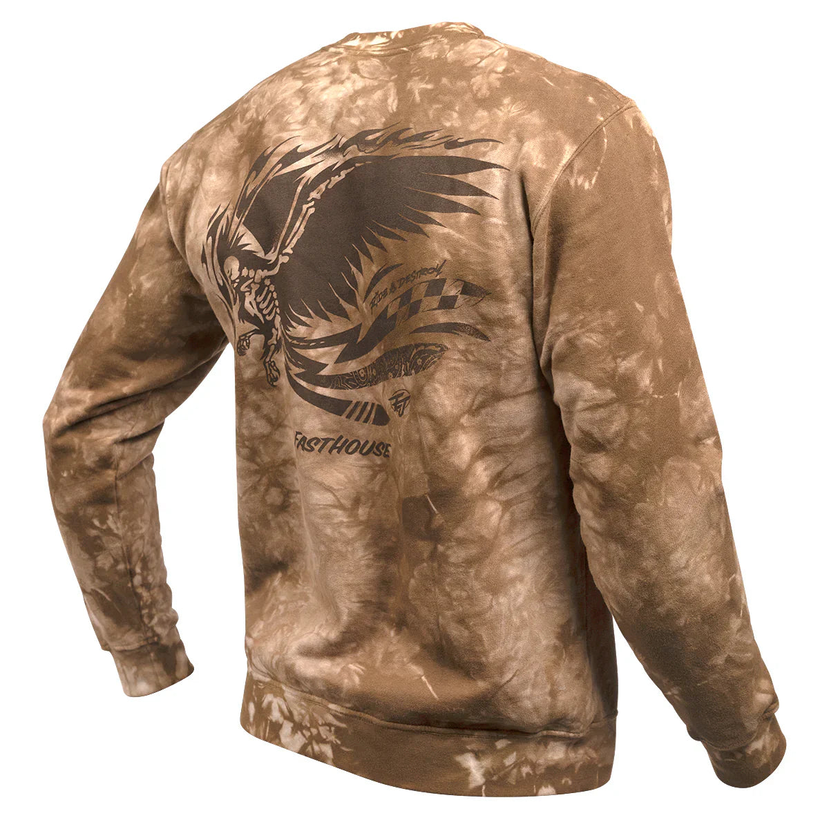 Fasthouse Emil Johansson Live and Enjoy Crew Neck Pullover - Tie Dye Brown-White