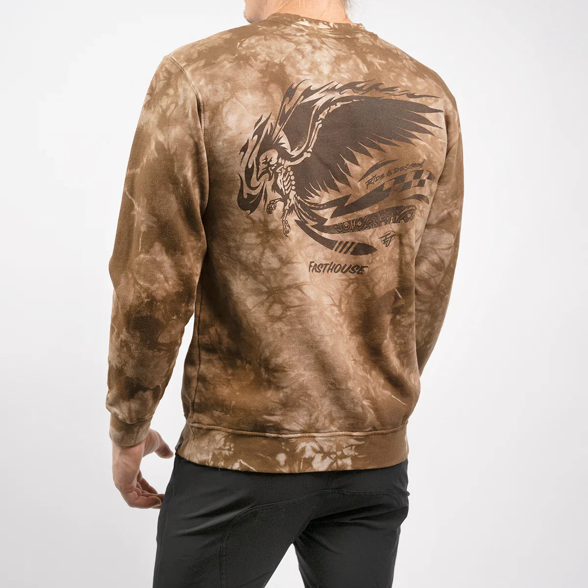 Fasthouse Emil Johansson Live and Enjoy Crew Neck Pullover - Tie Dye Brown-White