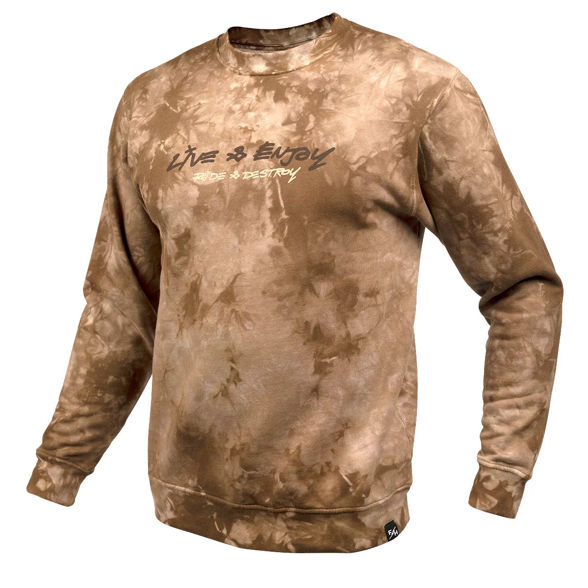 Fasthouse Emil Johansson Live and Enjoy Crew Neck Pullover - Tie Dye Brown-White