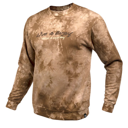 Fasthouse Emil Johansson Live and Enjoy Crew Neck Pullover - Tie Dye Brown-White
