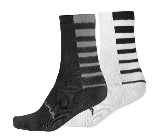 Endura Coolmax Stripe Sock - Twin Pack - Black