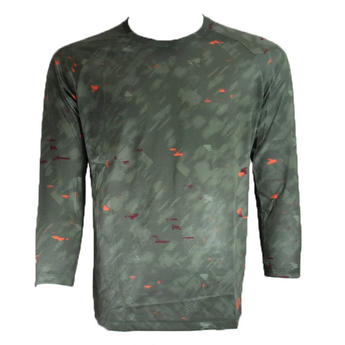 Pearl Izumi Summit 3/4 Sleeve MTB Jersey - Forest-Sunset Orange Disrupt