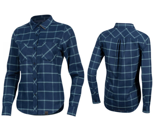 Pearl Izumi Rove Long Sleeve Shirt - Womens - Navy-Aquifer Plaid - 2020 Navy - Aquifer Plaid Medium 