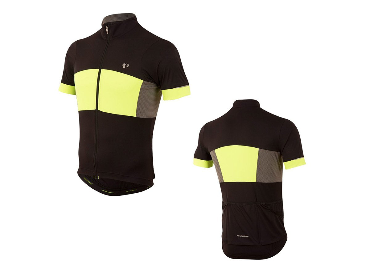 Pearl Izumi Elite Escape Semi Form Short Sleeve Road Jersey - Black-Screaming Yellow Black - Screaming Yellow Medium 