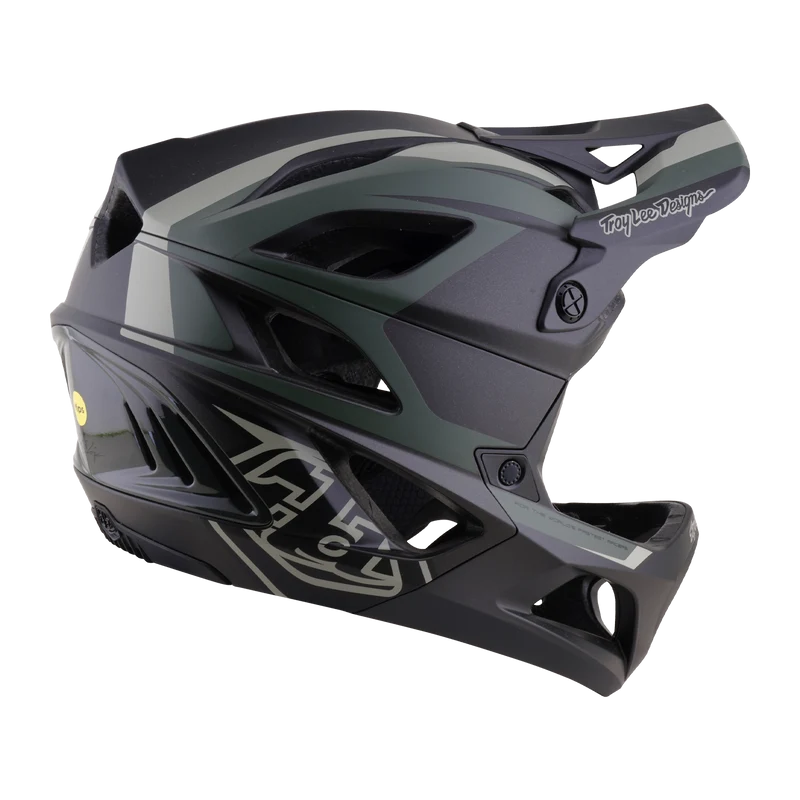 Troy Lee Designs Stage 2 MIPS Full Face Helmet - High Vz - Army-Charcoal