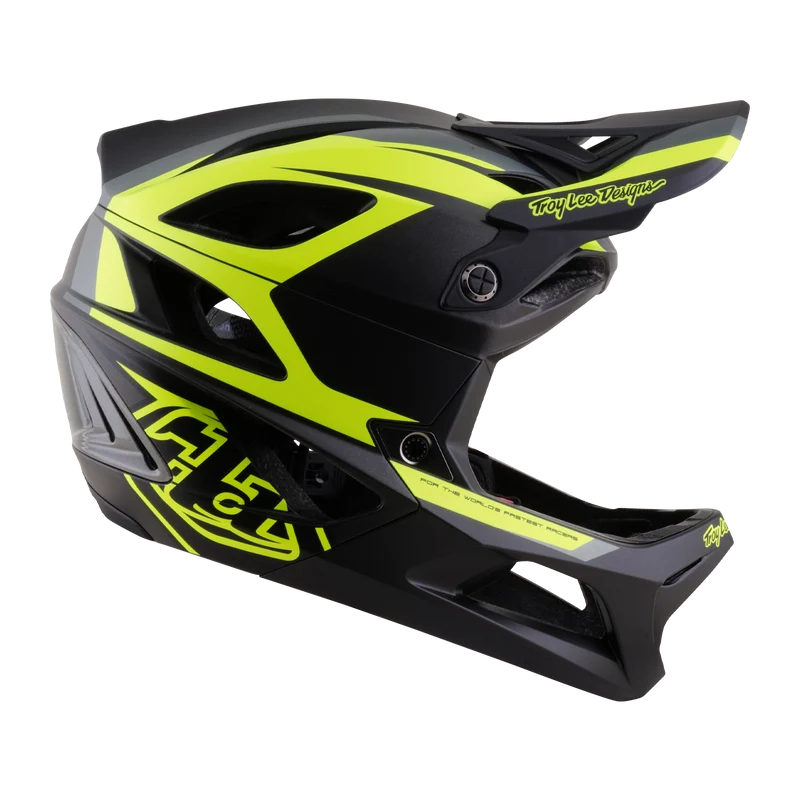 Troy Lee Designs Stage 2 MIPS Full Face Helmet - High Vz - Charcoal-Flo Yellow