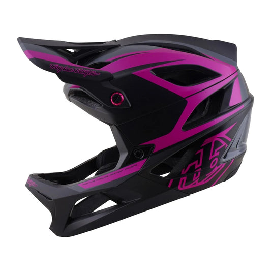 Troy Lee Designs Stage 2 MIPS Full Face Helmet - High Vz - Dark Gray-Neon Fushia