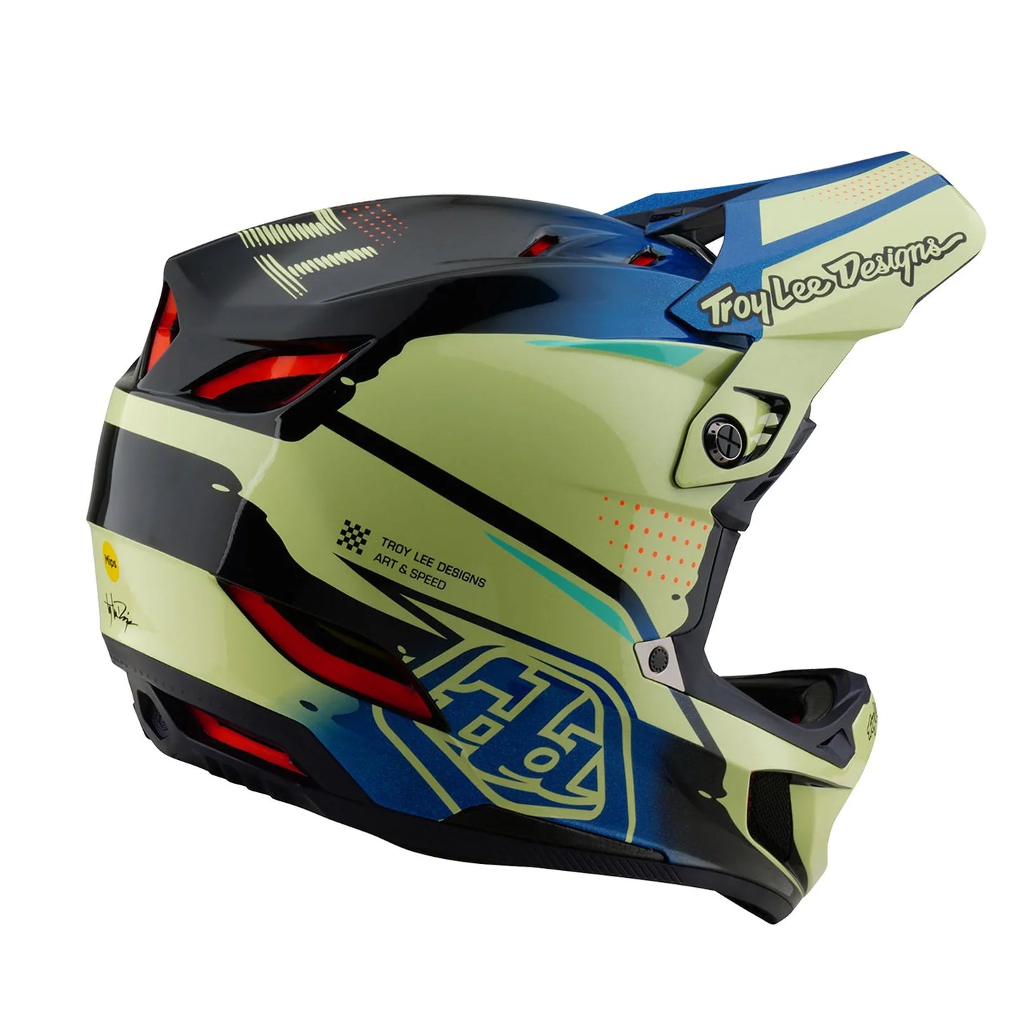 Troy Lee Designs D4 Composite Full Face Helmet - Drip - Glo Yellow